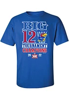 Kansas Jayhawks 2022 Big 12 Tournament Champions Short Sleeve T Shirt