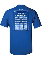 Rally Kansas Jayhawks Blue 2023 Big 12 Champions Titles Short Sleeve T Shirt