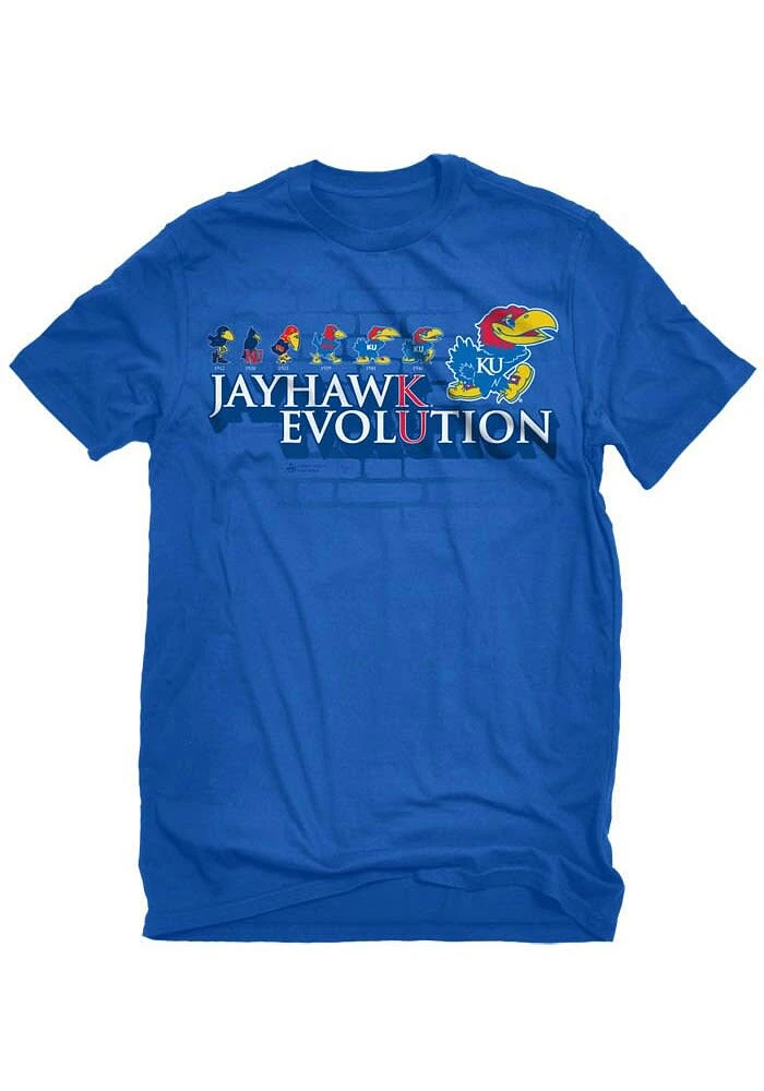 Kansas Jayhawks Blue Stacked Evolution Short Sleeve T Shirt