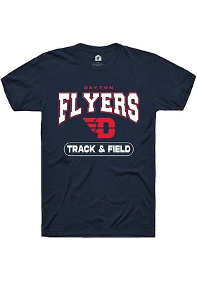 Rally Dayton Flyers Navy Blue Track & Field Short Sleeve T Shirt