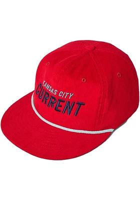 KC Current Wale Corduroy 5 Panel Flatbill Adjustable Hat - Red
