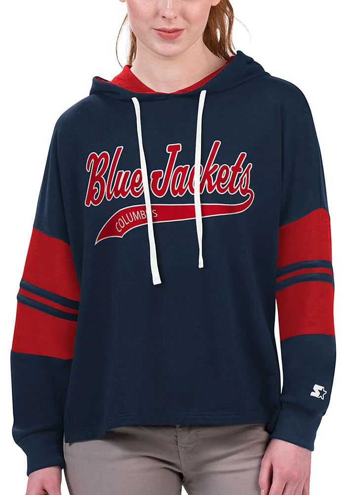 Starter Columbus Blue Jackets Womens Bump and Run Hooded Sweatshirt