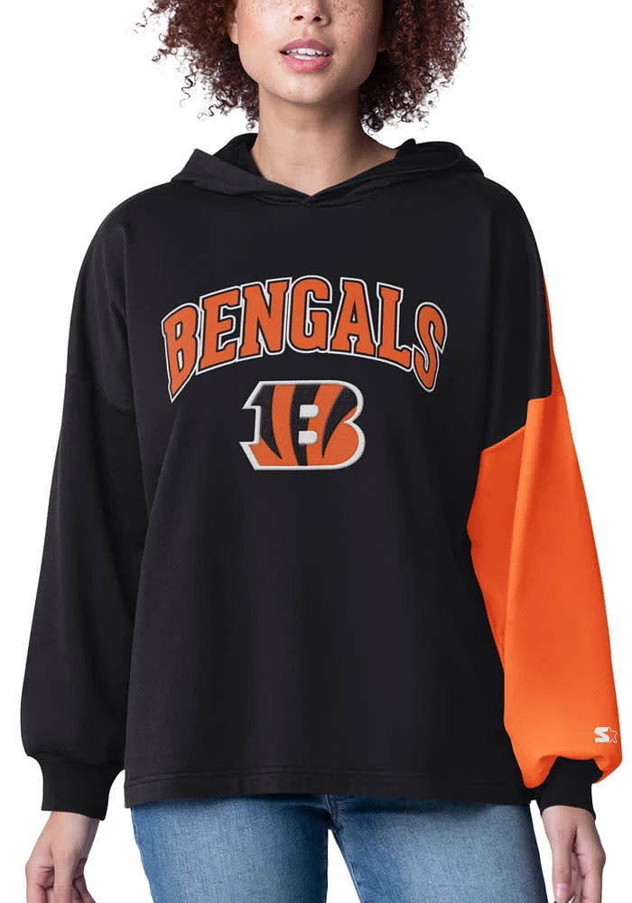 Starter Cincinnati Bengals Womens Black Power Move Hooded Sweatshirt