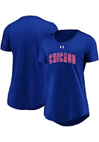 Under Armour Chicago Cubs Womens Blue Passion Team Font Short Sleeve T-Shirt