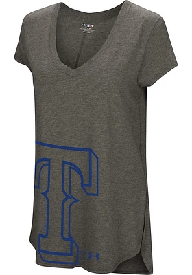 Under Armour Texas Rangers Womens Grey Pride Offset Logo Short Sleeve T-Shirt