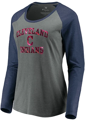 Majestic Cleveland Guardians Womens Grey League Favorite LS Tee