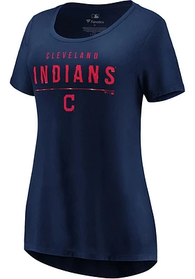 Majestic Cleveland Guardians Womens Navy Blue Over Everything Short Sleeve T-Shirt