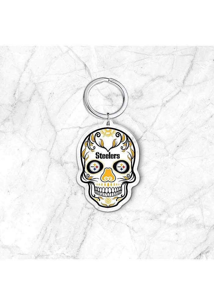 Pittsburgh Steelers Acrylic Skull Keychain