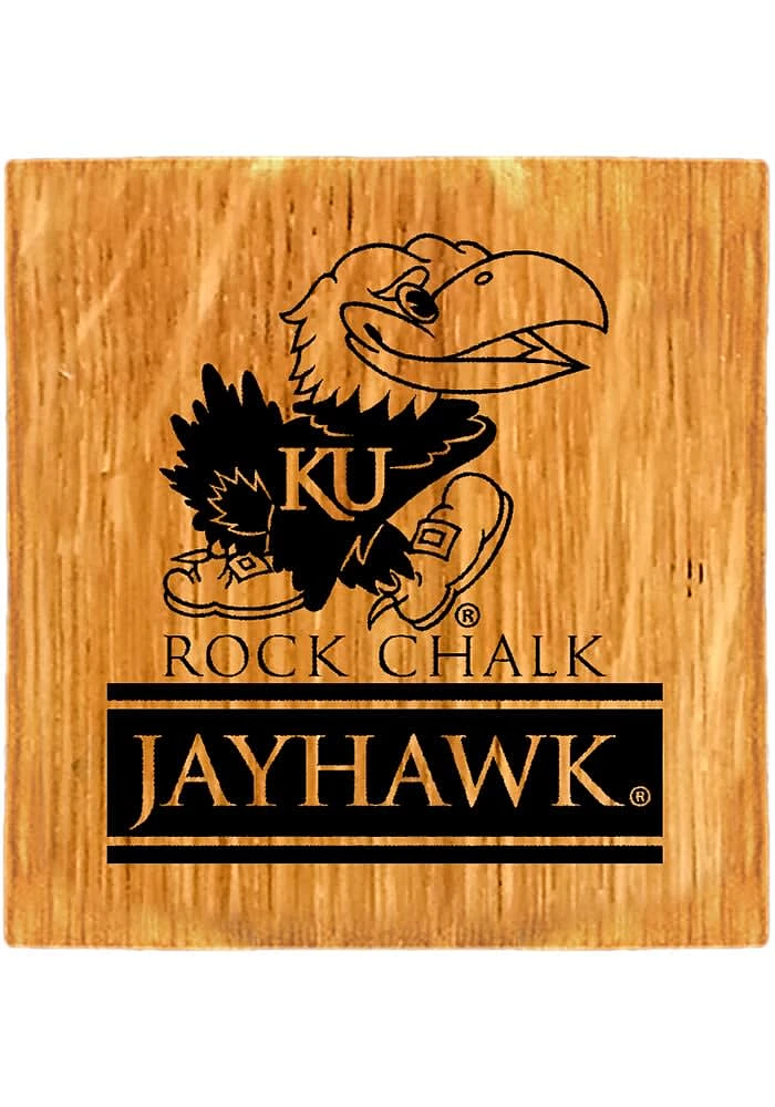 Kansas Jayhawks Barrel Stave Slogan Coaster - Brown