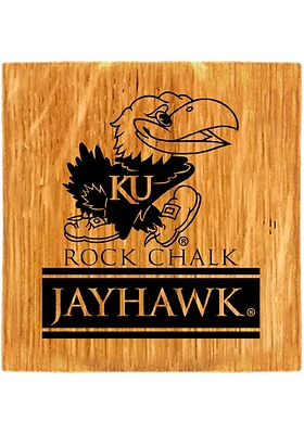 Kansas Jayhawks Barrel Stave Slogan Coaster - Brown