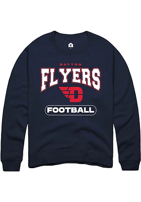 Rally Dayton Flyers Mens Navy Blue Football Long Sleeve Crew Sweatshirt