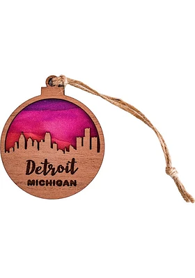 Detroit Sunset Skyline Ornament