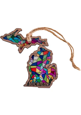 Michigan Stained Glass State Shape Ornament