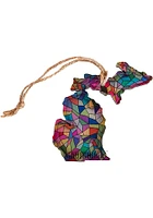 Michigan Stained Glass State Shape Ornament