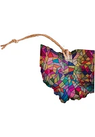 Ohio Stained Glass State Shape Ornament