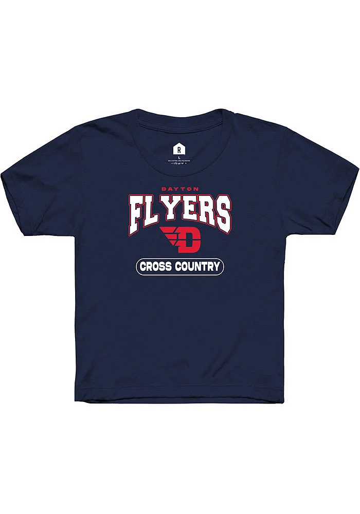 Rally Dayton Flyers Youth Navy Blue Cross Country Short Sleeve T-Shirt