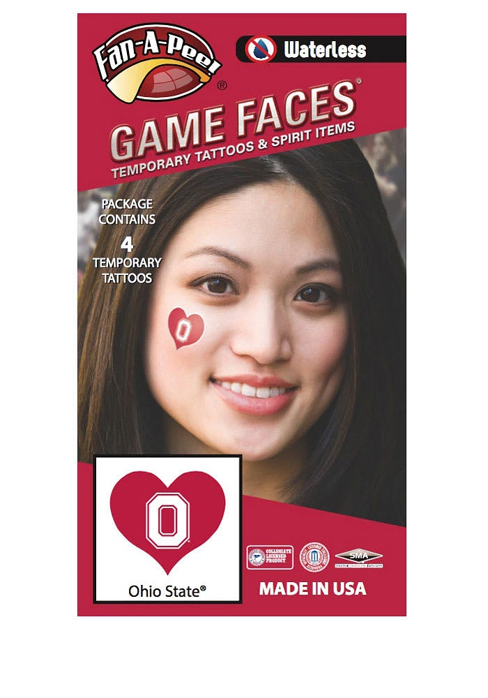 Ohio State Buckeyes Heart 4 Pack Tattoo