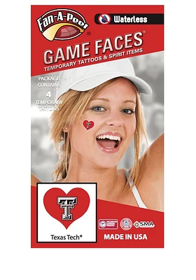 Texas Tech Red Raiders Heart 4 Pack Tattoo