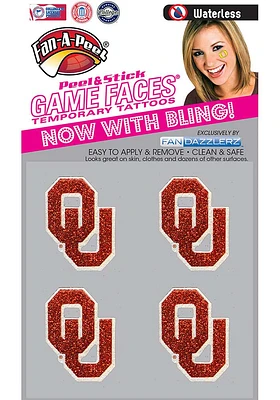Oklahoma Sooners Glitter 4 Pack Tattoo