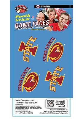 Iowa State Cyclones 4pk Assorted Logos Tattoo