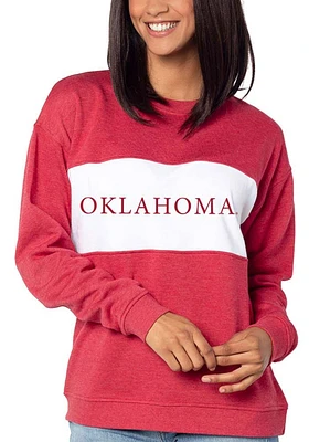Oklahoma Sooners Womens Crimson Penant Detail Crew Sweatshirt