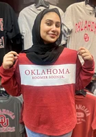 Oklahoma Sooners Womens Crimson Penant Detail Crew Sweatshirt