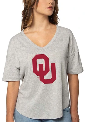 Oklahoma Sooners Womens Grey Happy Jersey Short Sleeve T-Shirt