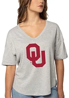 Oklahoma Sooners Womens Grey Happy Jersey Short Sleeve T-Shirt