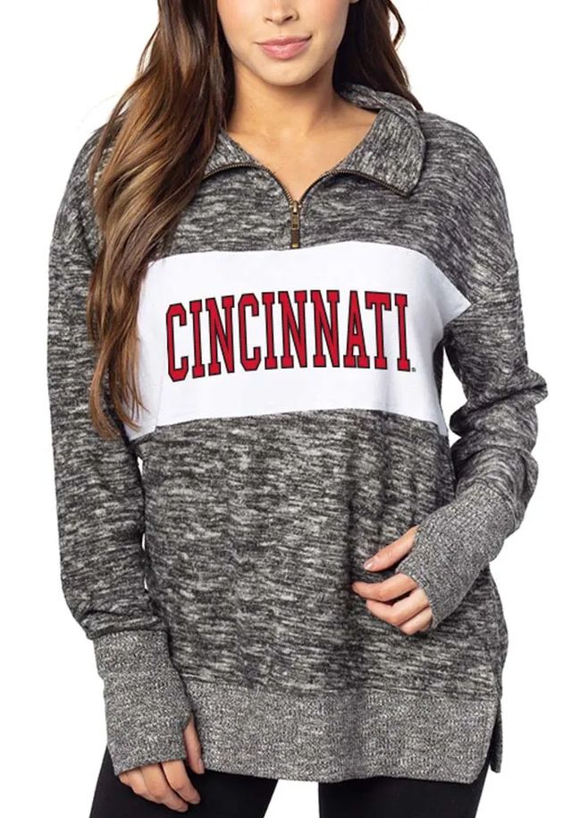 Cincinnati Bearcats Womens Black Soft Cozy Style Qtr Zip