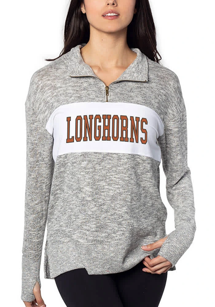 Texas Longhorns Womens Grey Cozy Qtr Zip