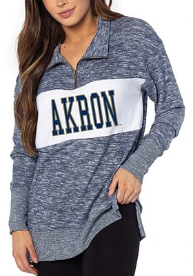 Akron Zips Womens Navy Blue Cozy Comfort Qtr Zip