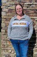 Central Michigan Chippewas Womens Grey Cozy Graphic Qtr Zip