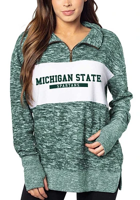 Michigan State Spartans Womens Green Cozy Design Qtr Zip