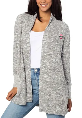 Ohio State Buckeyes Womens Grey Cozy Long Sleeve Cardigan