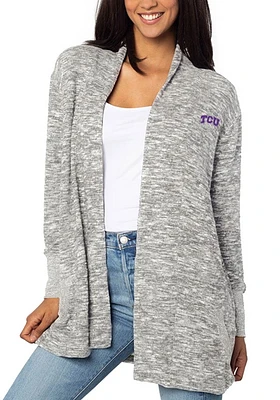 TCU Horned Frogs Womens Grey Cozy Long Sleeve Cardigan