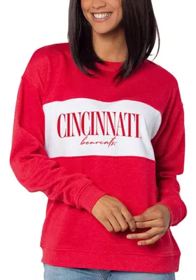 Cincinnati Bearcats Womens Red Pennant Crew Sweatshirt