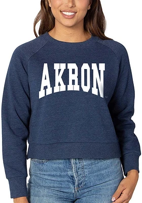 Akron Zips Womens Navy Blue Boxy Raglan Crew Sweatshirt