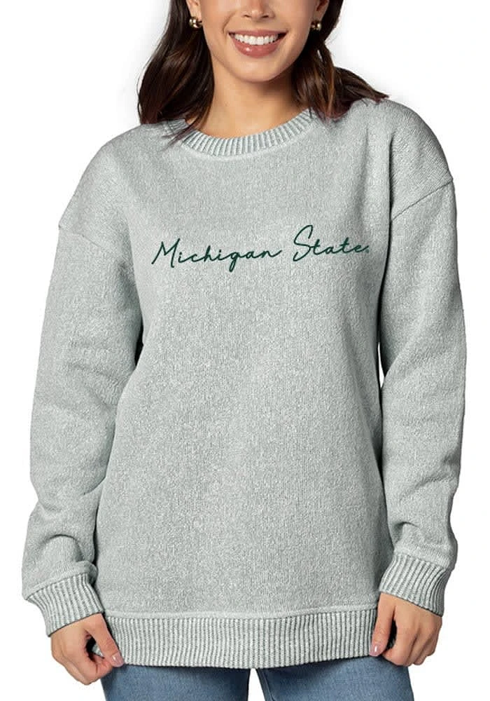 Michigan State Spartans Womens Green Warm Up Crew Sweatshirt