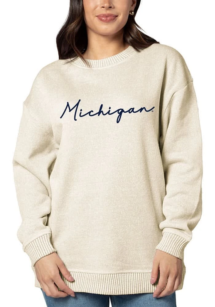 Michigan Wolverines Womens Yellow Warm Up Style Crew Sweatshirt