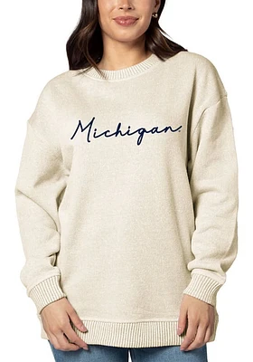 Michigan Wolverines Womens Yellow Warm Up Style Crew Sweatshirt