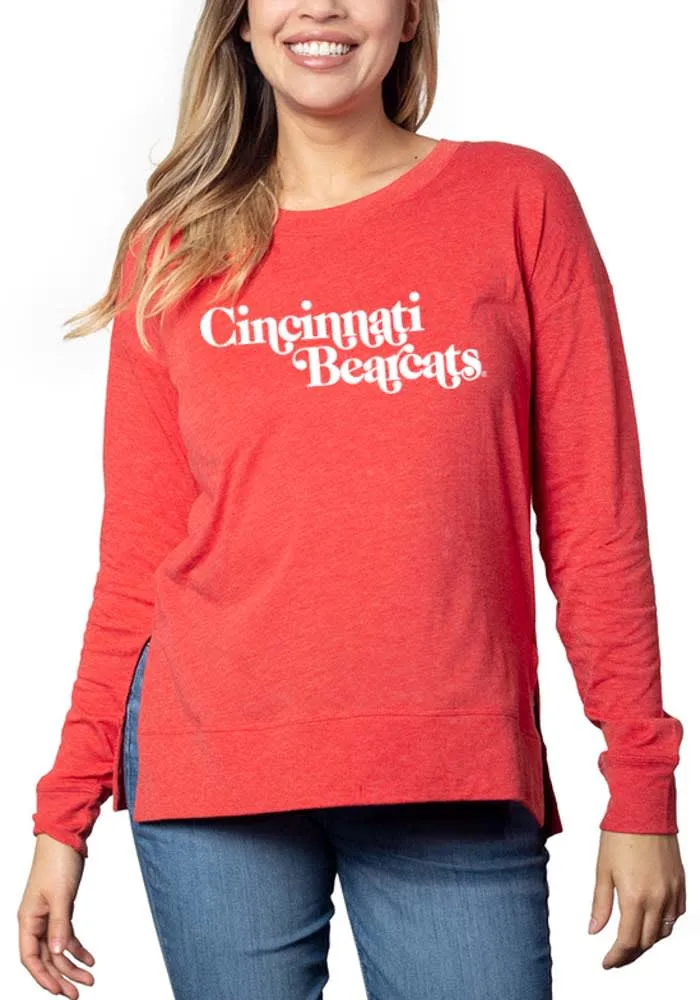 Cincinnati Bearcats Womens Red Melange Tunic Design LS Tee