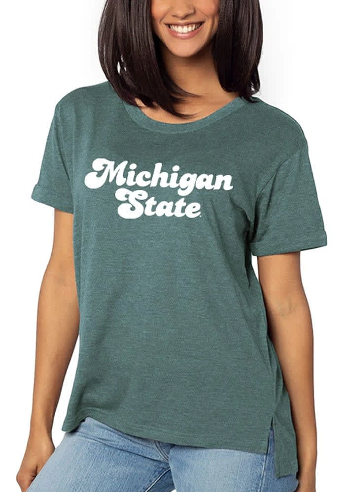 Michigan State Spartans Womens Green Mom Graphic Style Short Sleeve T-Shirt