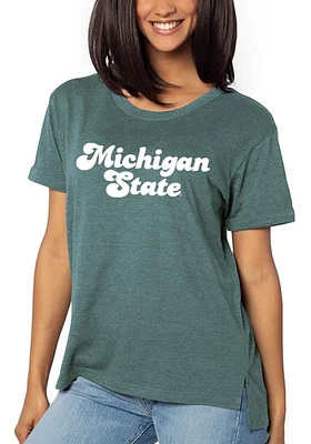 Michigan State Spartans Womens Green Mom Graphic Style Short Sleeve T-Shirt
