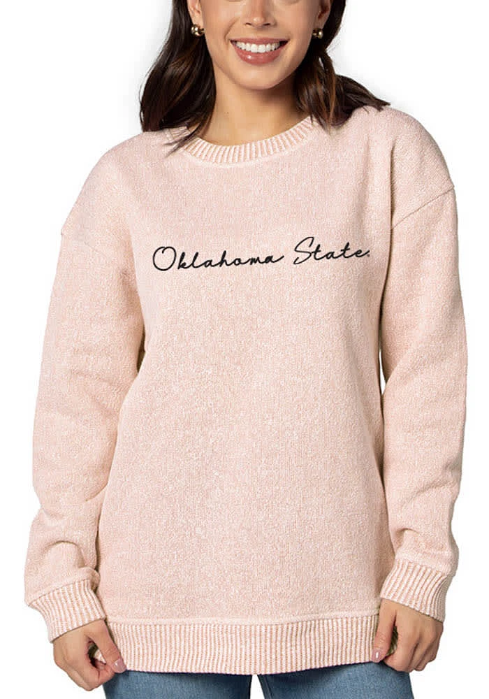 Oklahoma State Cowboys Womens Orange Warm Up Design Crew Sweatshirt