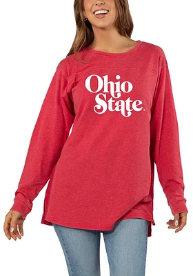 Ohio State Buckeyes Womens Red Tunic LS Tee