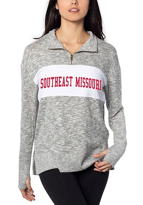 Southeast Missouri State Redhawks Womens Grey Cozy Fleece Qtr Zip