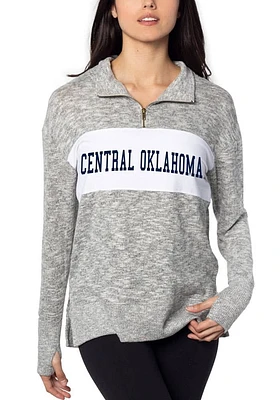 Central Oklahoma Bronchos Womens Grey Cozy Fleece Qtr Zip