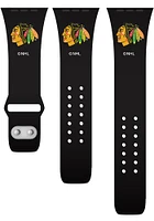 Chicago Blackhawks Black Silicone Sport Apple Watch Band