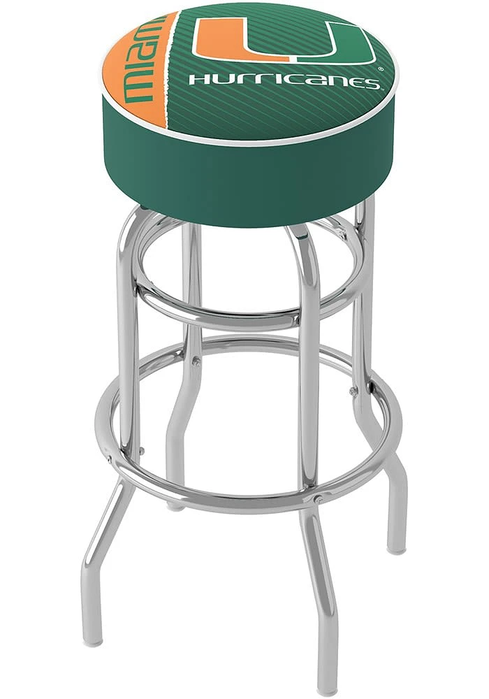 Miami Hurricanes Logo Foam Padded Pub Stool - Green