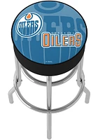 Edmonton Oilers Wordmark and Logo Foam Padded Pub Stool - Blue